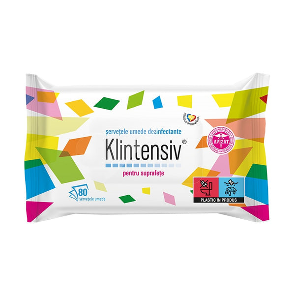 KLINTENSIV® – Servetele umede dezinfectante pentru suprafete, 80 buc.