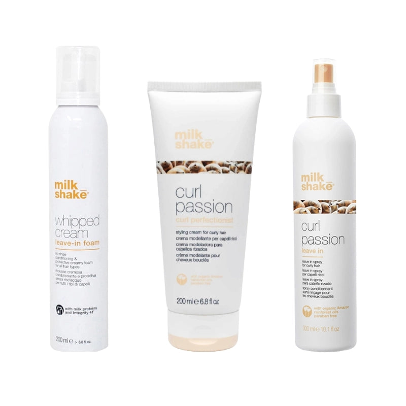 Pachet Curl Passion -Balsam Leave-in 300ml, Crema Curl Perfectionist 200ml, Spuma 200 ml Milk Shake - Sophie Lashes Shop