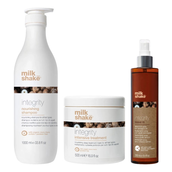 Pachet reparare si hidratare Integrity - Sampon 1000ml, Masca 500ml, Leave-in 250ml Milk Shake - Sophie Lashes Shop