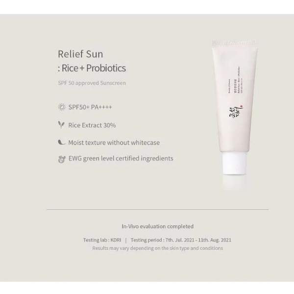 Beauty of Joseon SPF Relief Sun Rice + Probiotics, 50ml - Sophie Lashes Shop