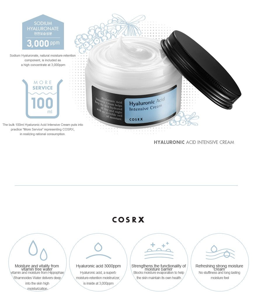 COSRX Hyaluronic Acid intensive,100 gr, Crema hidratanta - Sophie Lashes Shop